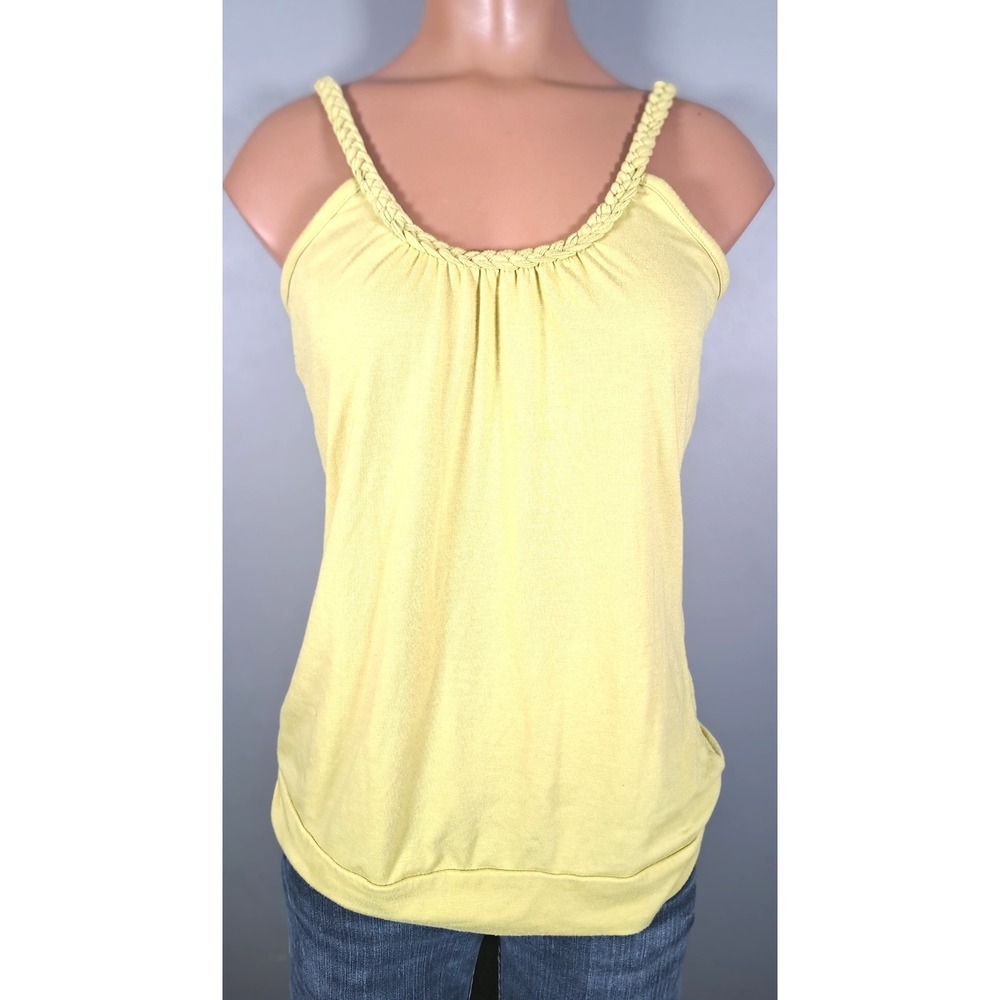 American Rag Cie Lime Green‎ Braided Strap Tank Top Scoop Neck Banded Hem Size L